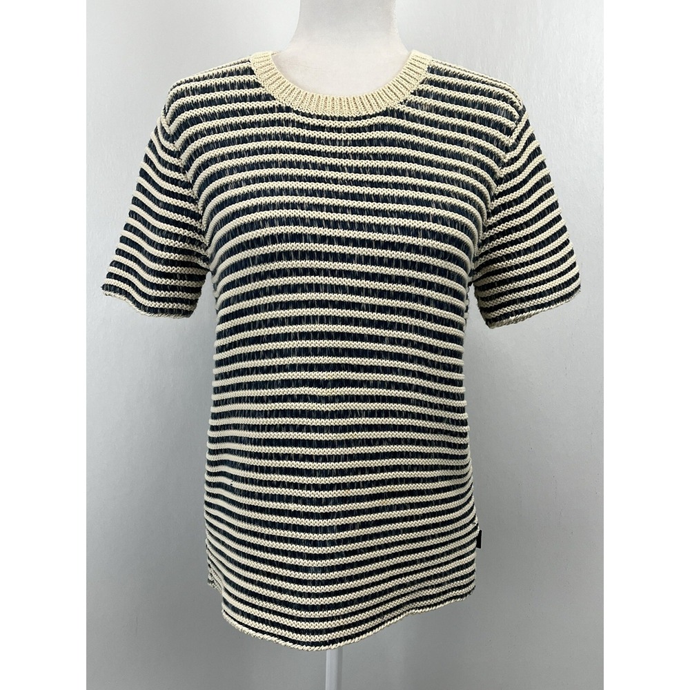 Burberry Brit Striped Knit sweater Top Womens M Blue Beige Coastal Nautical Prep